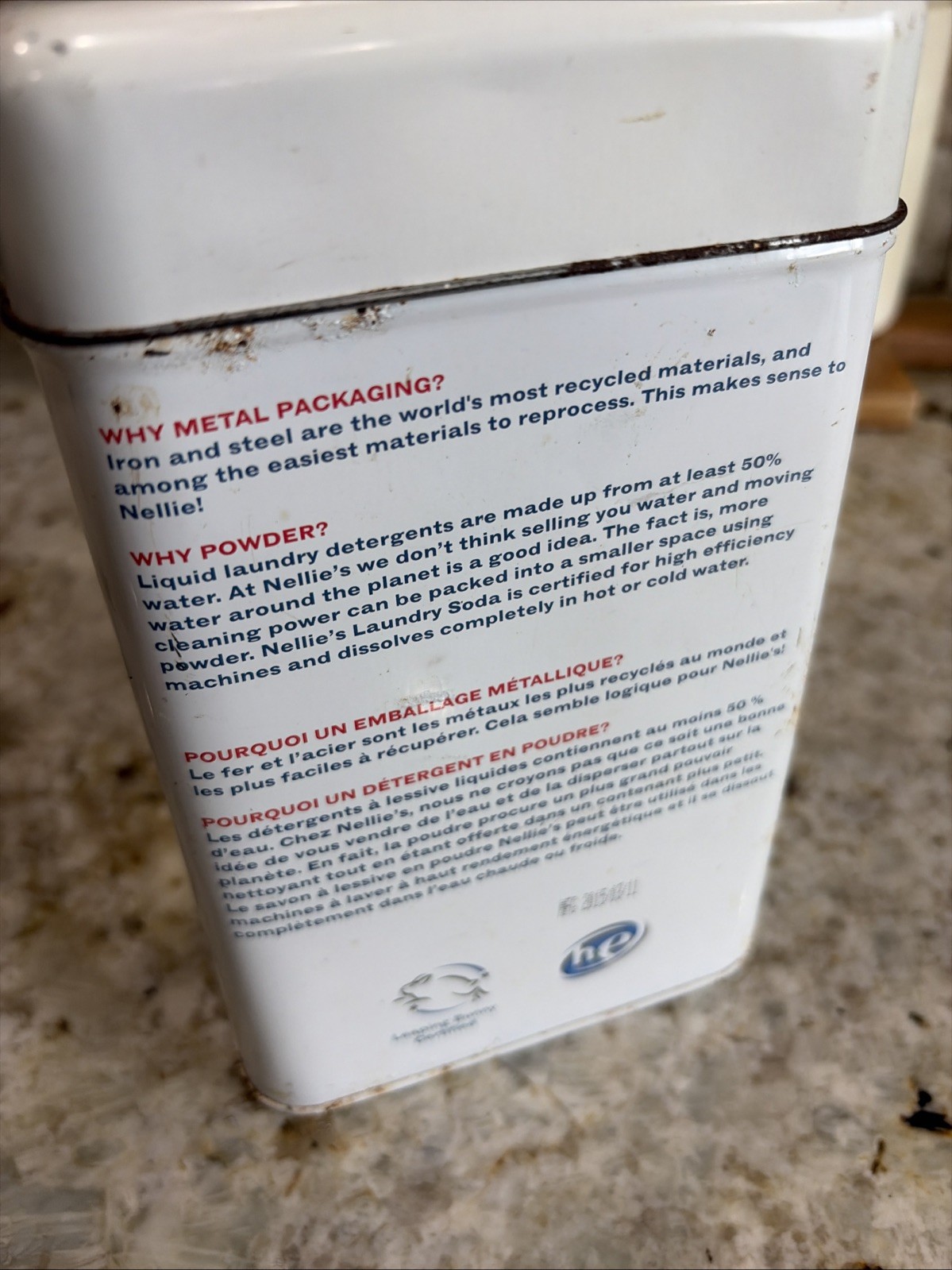 Nellie’s Laundry Detergent Powder 100 Loads Scent Free Phosphate Free Metal Tin