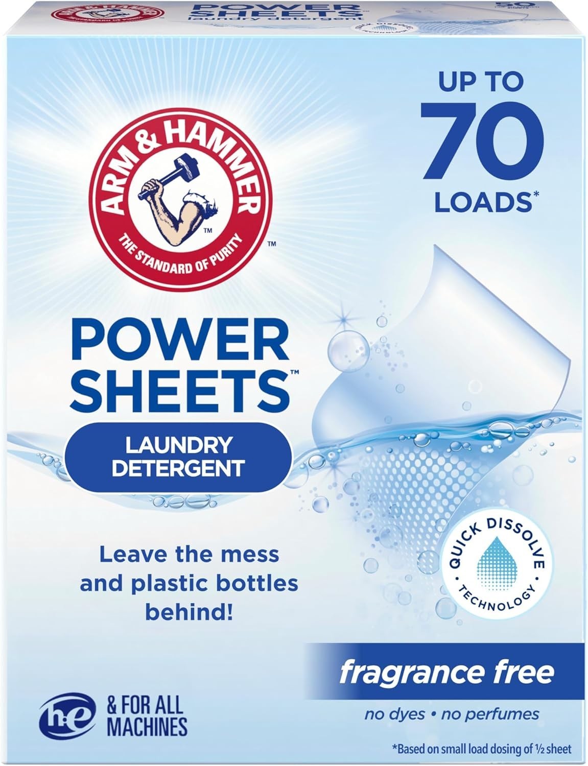 Power Sheets Fragrance-Free Laundry Detergent Sheets – 35 Count