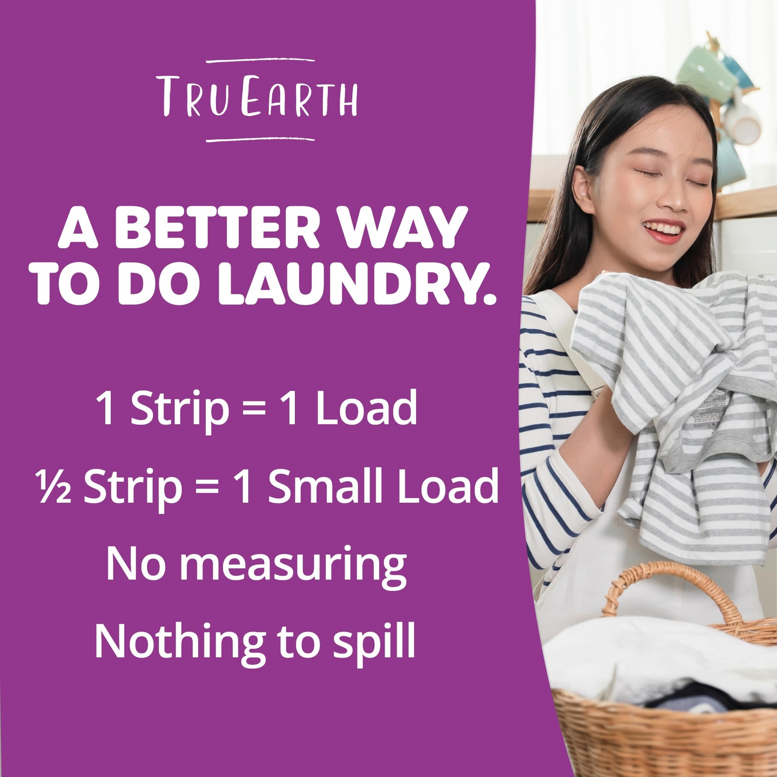 Tru Earth Eco Laundry Strips 32 Count Compact Powerful Sensitive Skin Friendly