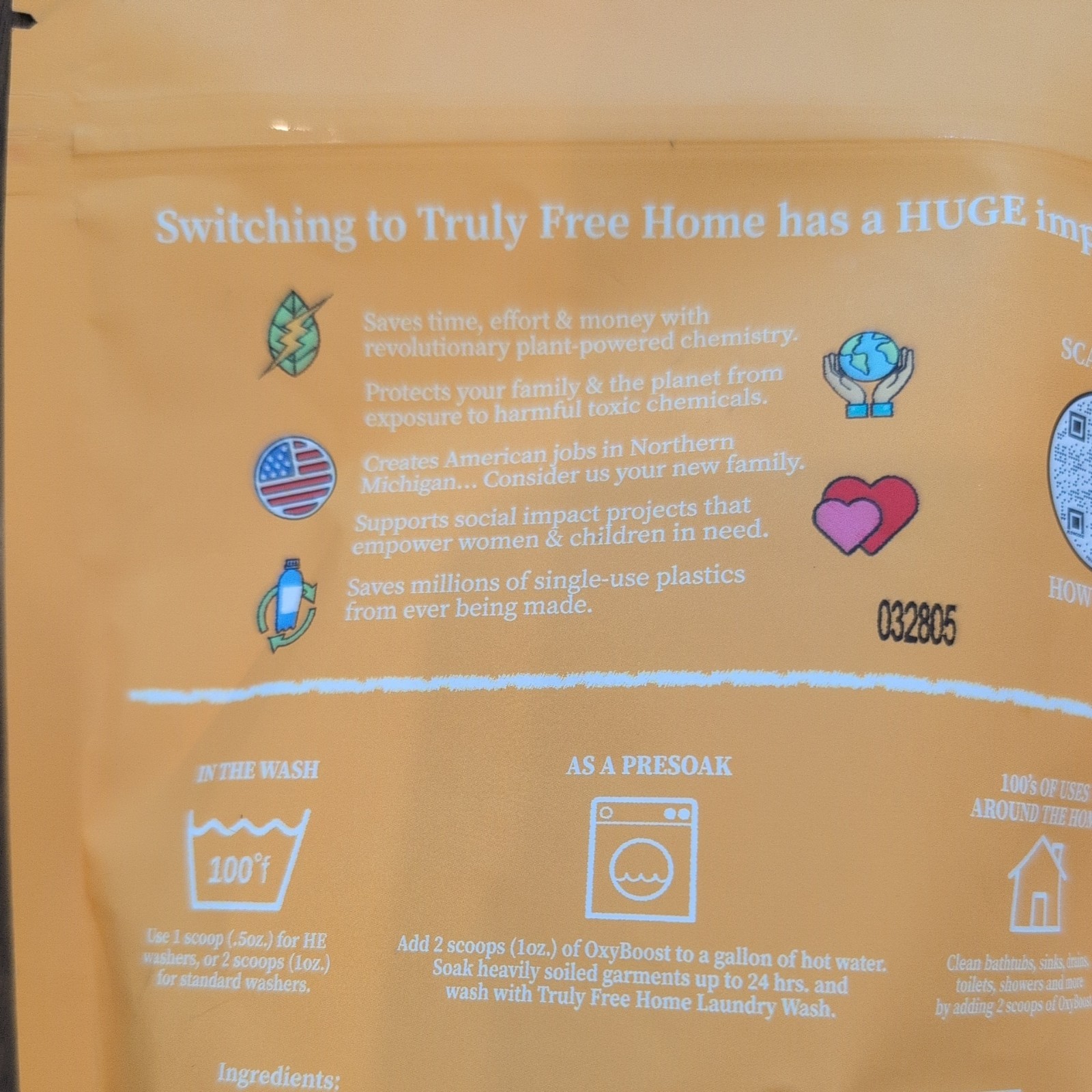 Truly Free Oxy Boost Chlorine Free Bleach Alternative Plant Based Eco Friendly