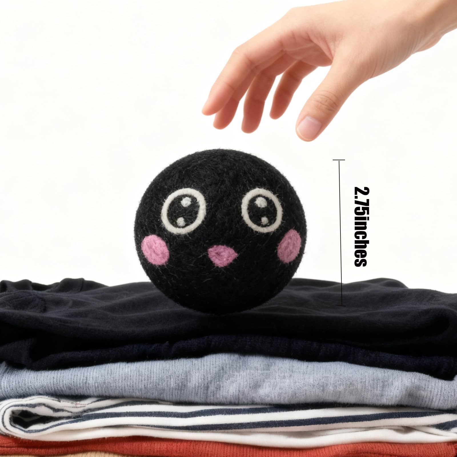 Dry Balls, Black Wool Dryer Balls Laundryer Balls for Dryer Premium 6-Pack Ne…