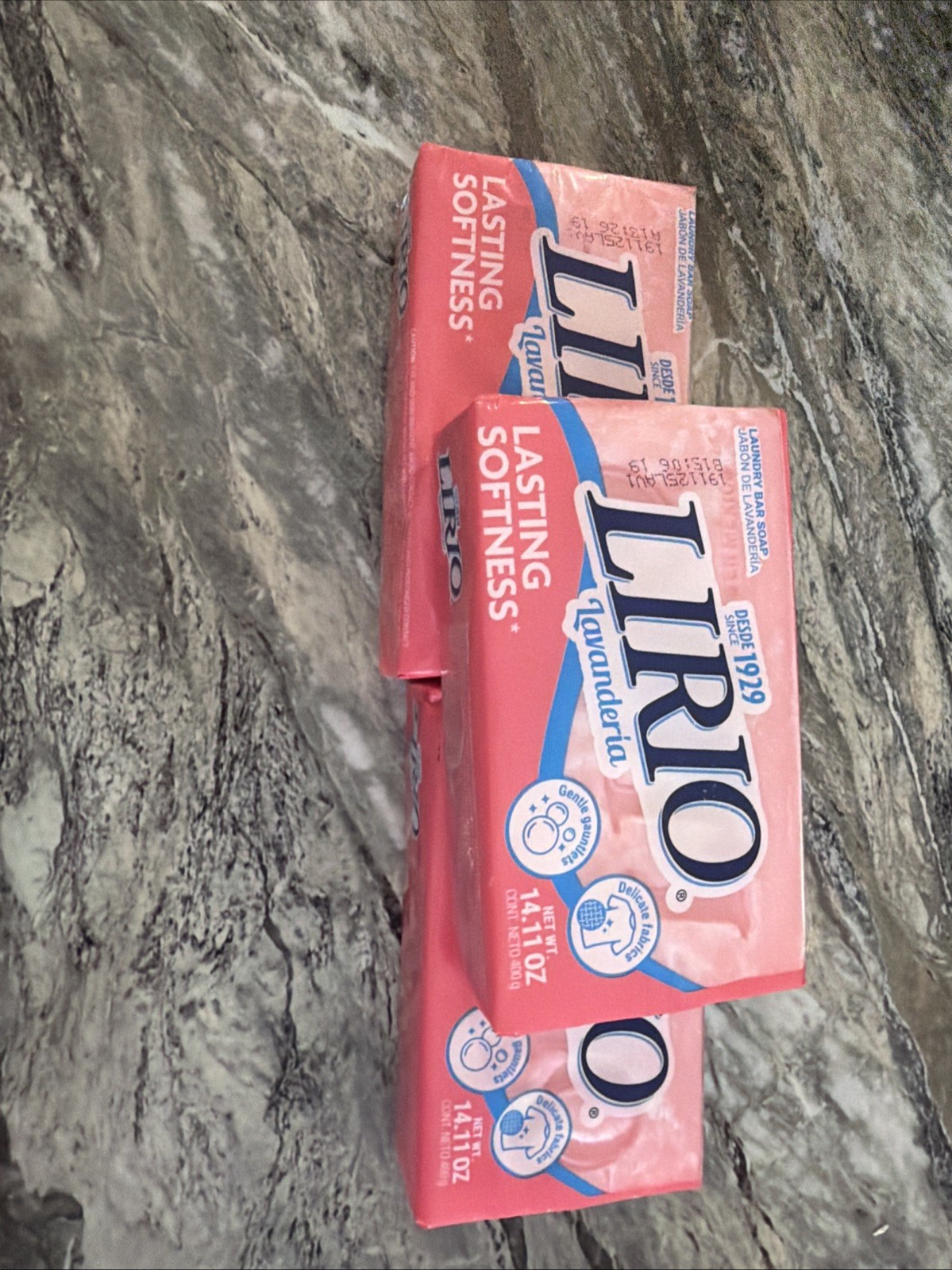 3 X LIRIO JABON DE LAVANDERIA / LAUNDRY BAR SOAPS 400g each