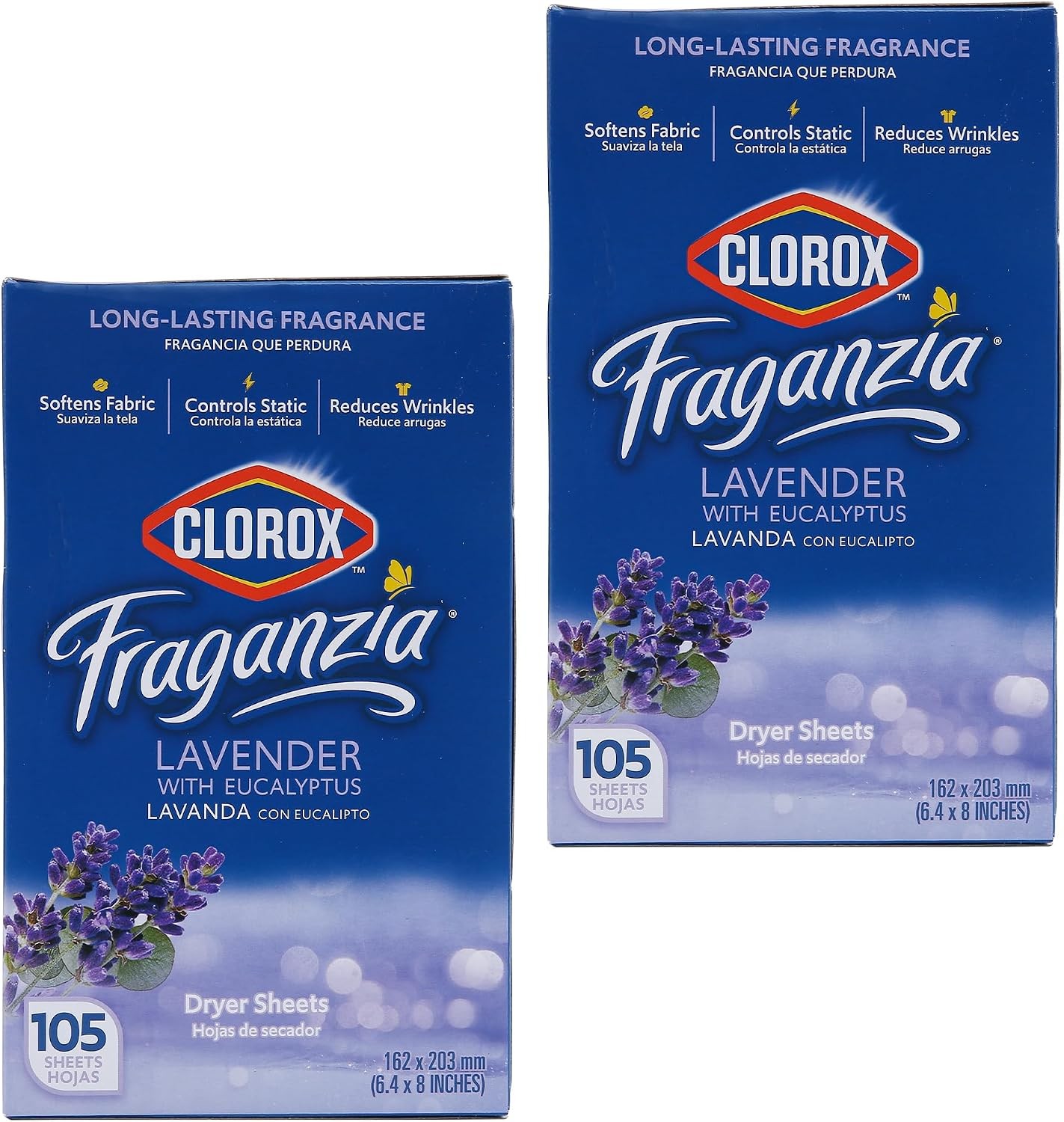 Fraganzia Lavender Eucalyptus Dryer Sheets 80 Count Static Reduction Softener