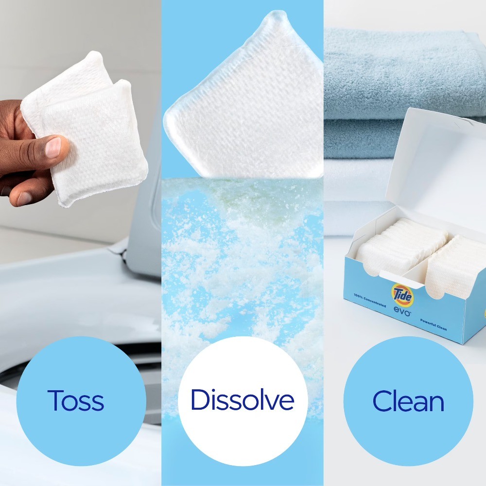 Evo Laundry Detergent Tiles, Free & Gentle, Hypoallergenic, Unscented, 40 Count