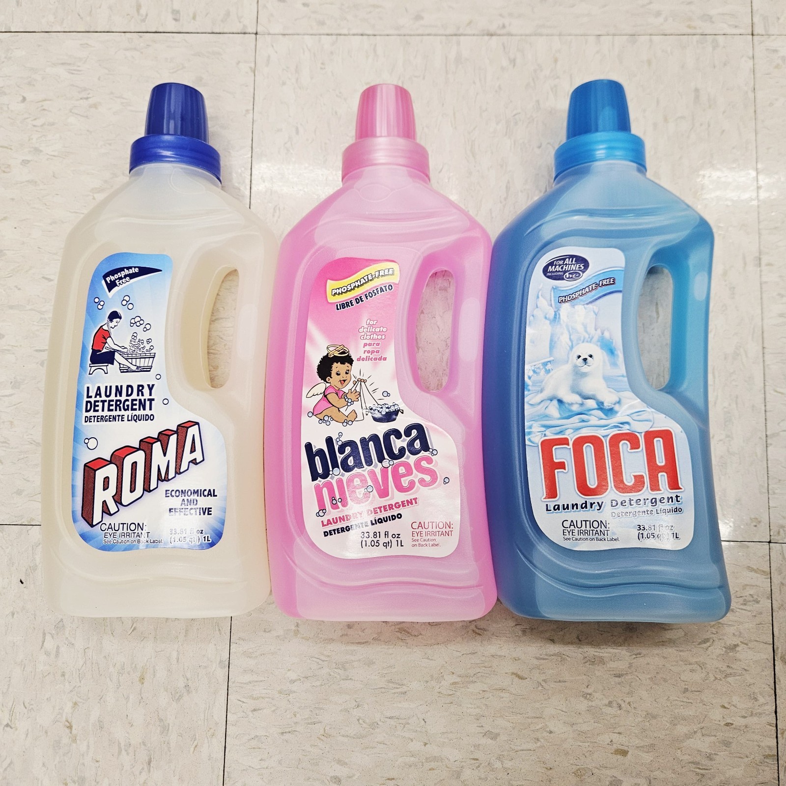 Laundry Liquid Soap Lot Of 3 Roma Foca Blanca Nieves 33.81 Fl