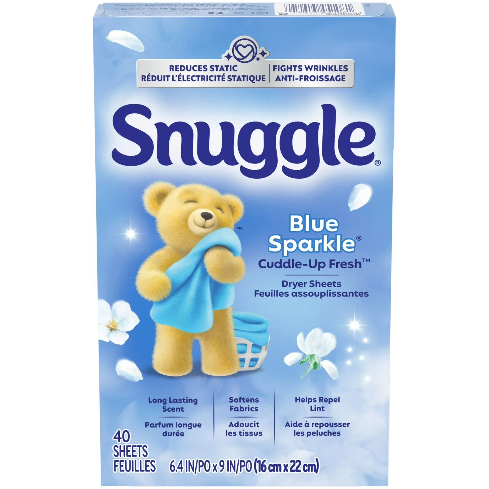 Snuggle Blue Sparkle Fabric Softener Dryer Laundry Sheets Fresh Clean Scent 40Ct