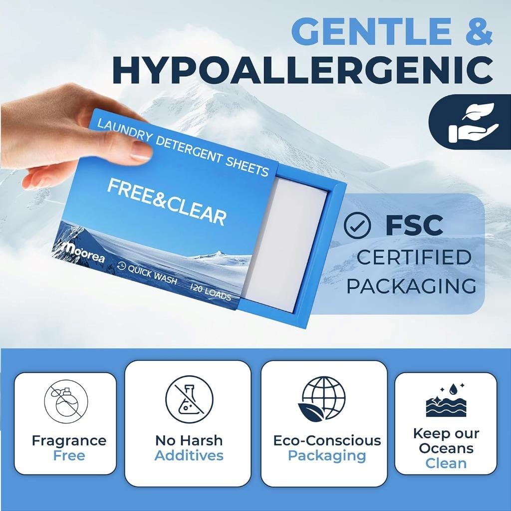 Fragrance Free Laundry Detergent Sheets Travel Eco-Friendly 360 Loads