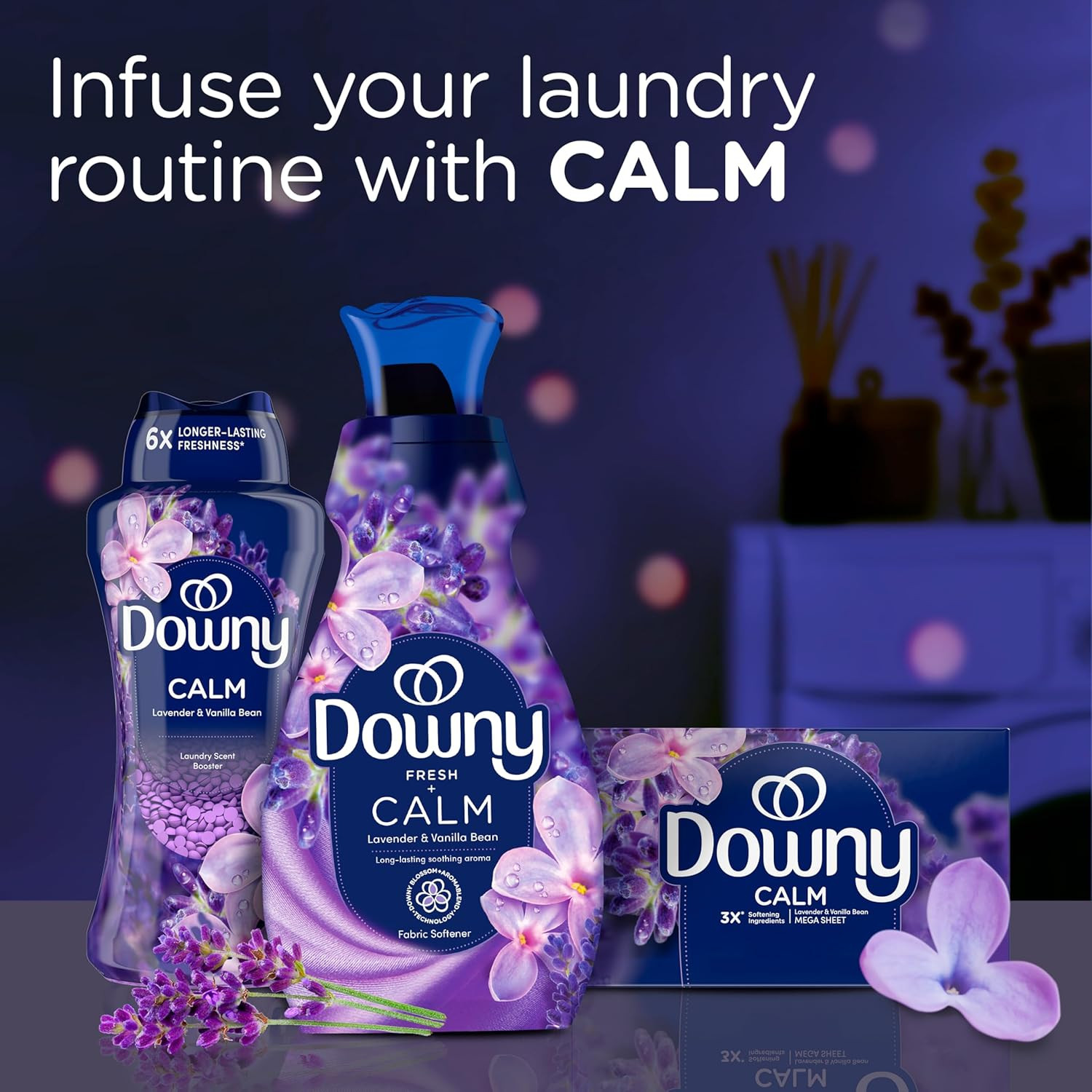 Downy Infusions CALM Liquid Fabric Softener, Soothing Lavender and Vanilla Bean,