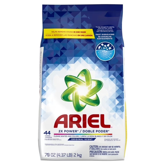 Ariel Laundry Detergent Powder, Original Scent, 70 oz, 44 Loads