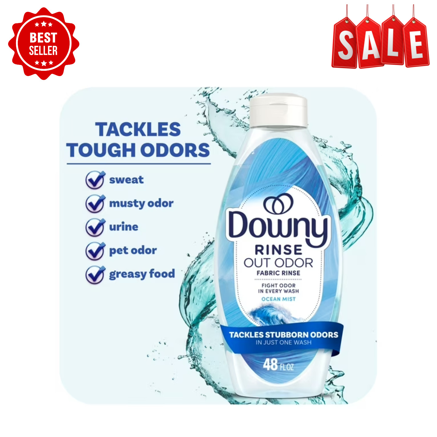 Downy Rinse Out Odor Laundry Rinse Ocean Mist Scent Refreshes 48 Fl Oz