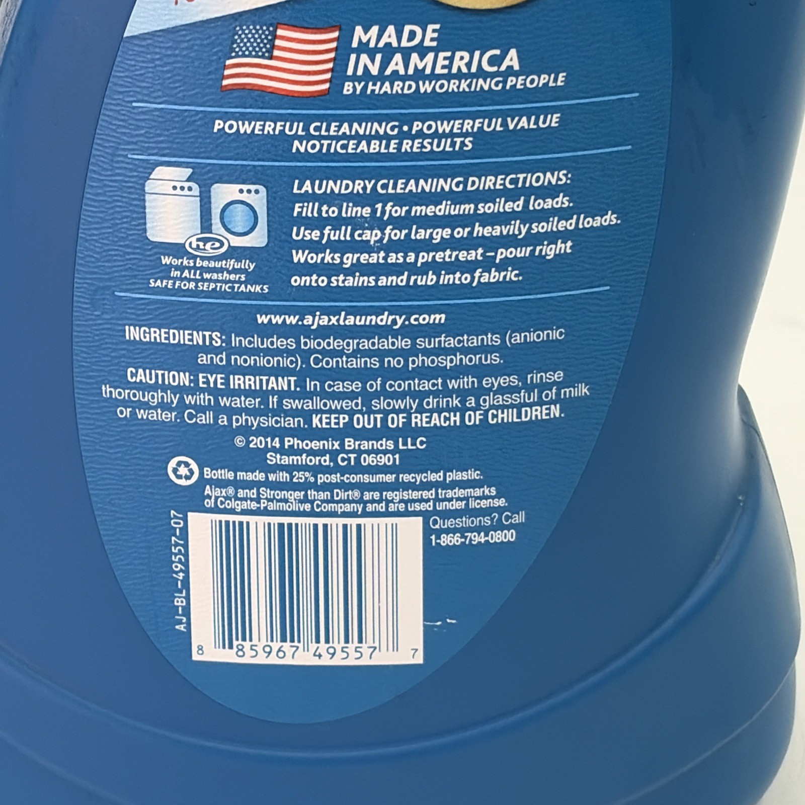 Ajax Advanced Bleach Alternative Laundry Detergent Liquid Soap HE 50 oz New