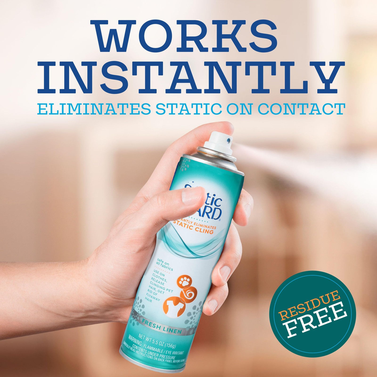Static Guard Fabric Spray, Fresh Linen 5.5 Ounce (Pack of 1),