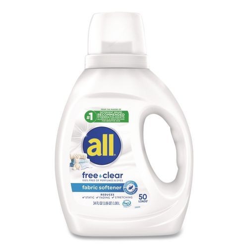 all Free Clear Liquid Fabric Softener, Fragrance-Free, 34 oz Bottle, 6/Carton