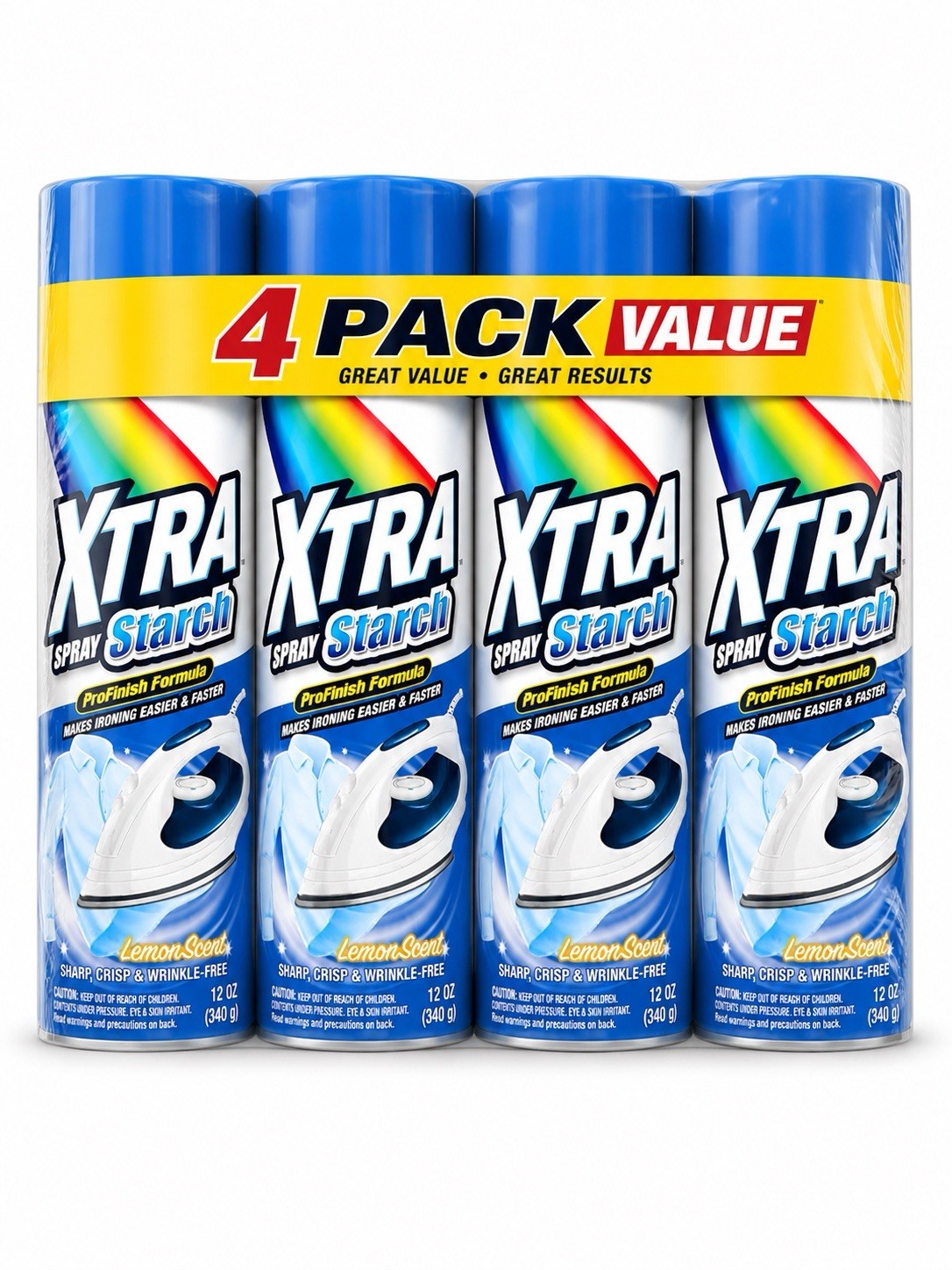 XTRA SPRAY STARCH LEMON SCENTED PRO FINISH FORMULA 12oz 4 PK 🔹