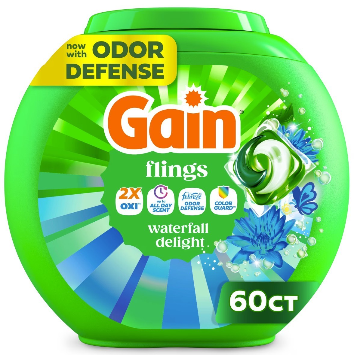 [FASH SALE] Gain Flings Laundry Detergent Pacs Waterfall Delight 60 Ct 2 Pack