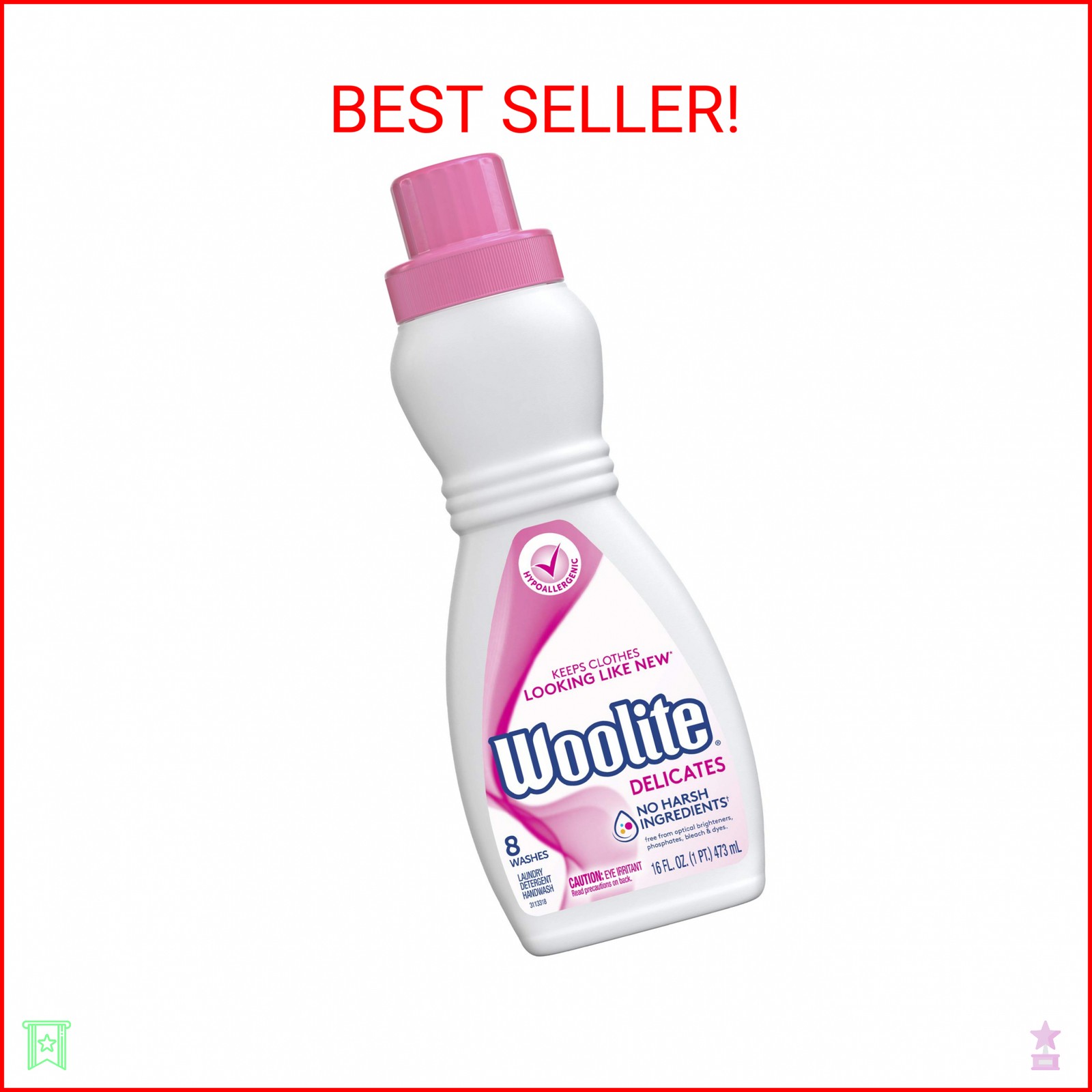 Woolite Delicates Hypoallergenic Liquid Laundry Detergent, 8 Loads, 16oz, Hand &