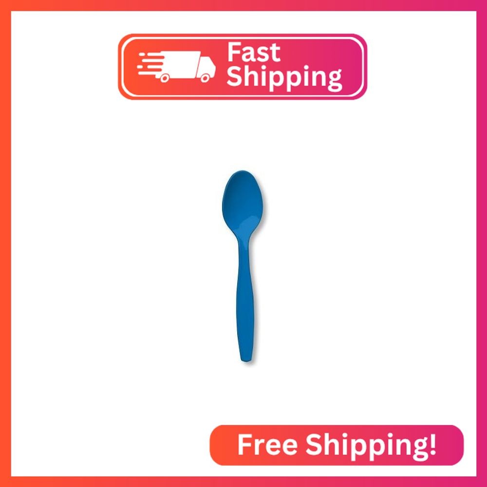 Creative Converting Touch of Color Premium 24 Count Plastic Spoons, True Blue