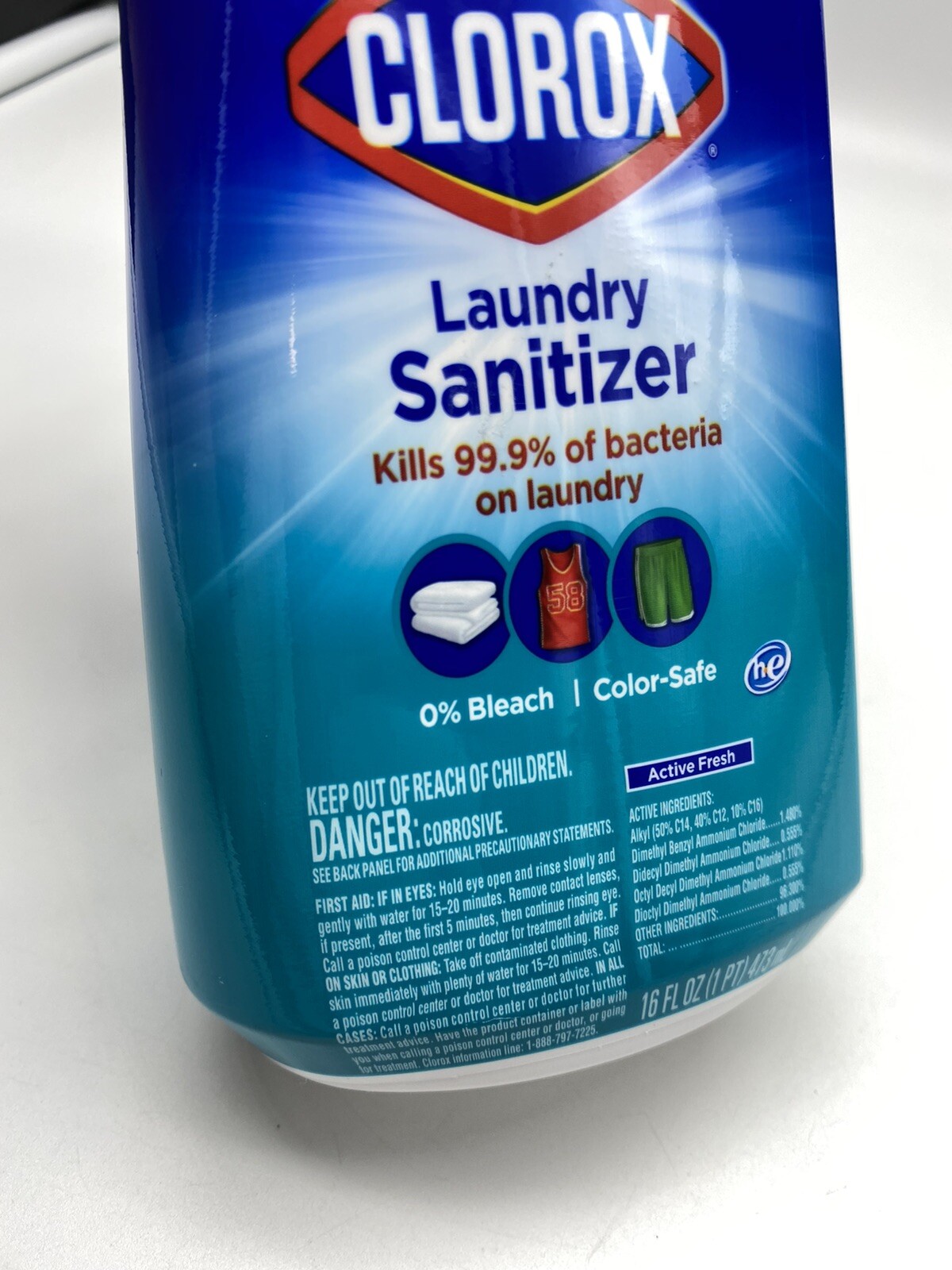 2x Clorox Laundry Sanitizer (Bleach Free) Color-Safe Active Fresh 16 oz Bottles