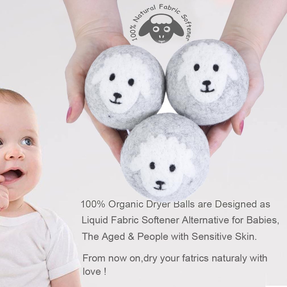Hypoallergenic Wool Dryer Balls 6-Pack – Reduce Wrinkles & Shorten Drying Time
