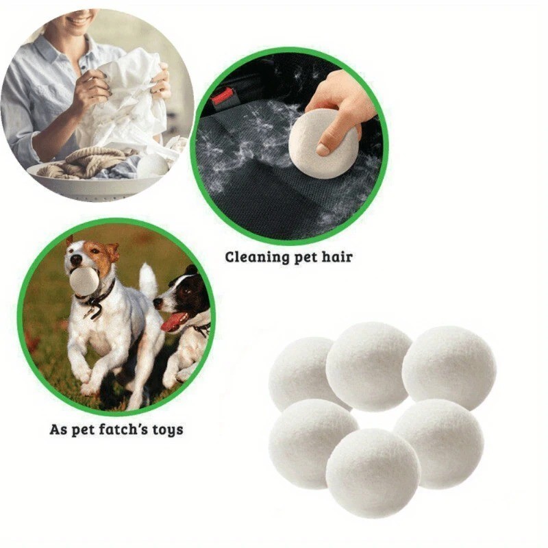 6 Wool Dryer Balls XL Organic Wool Natural Laundry Fabric Softener Antistatic