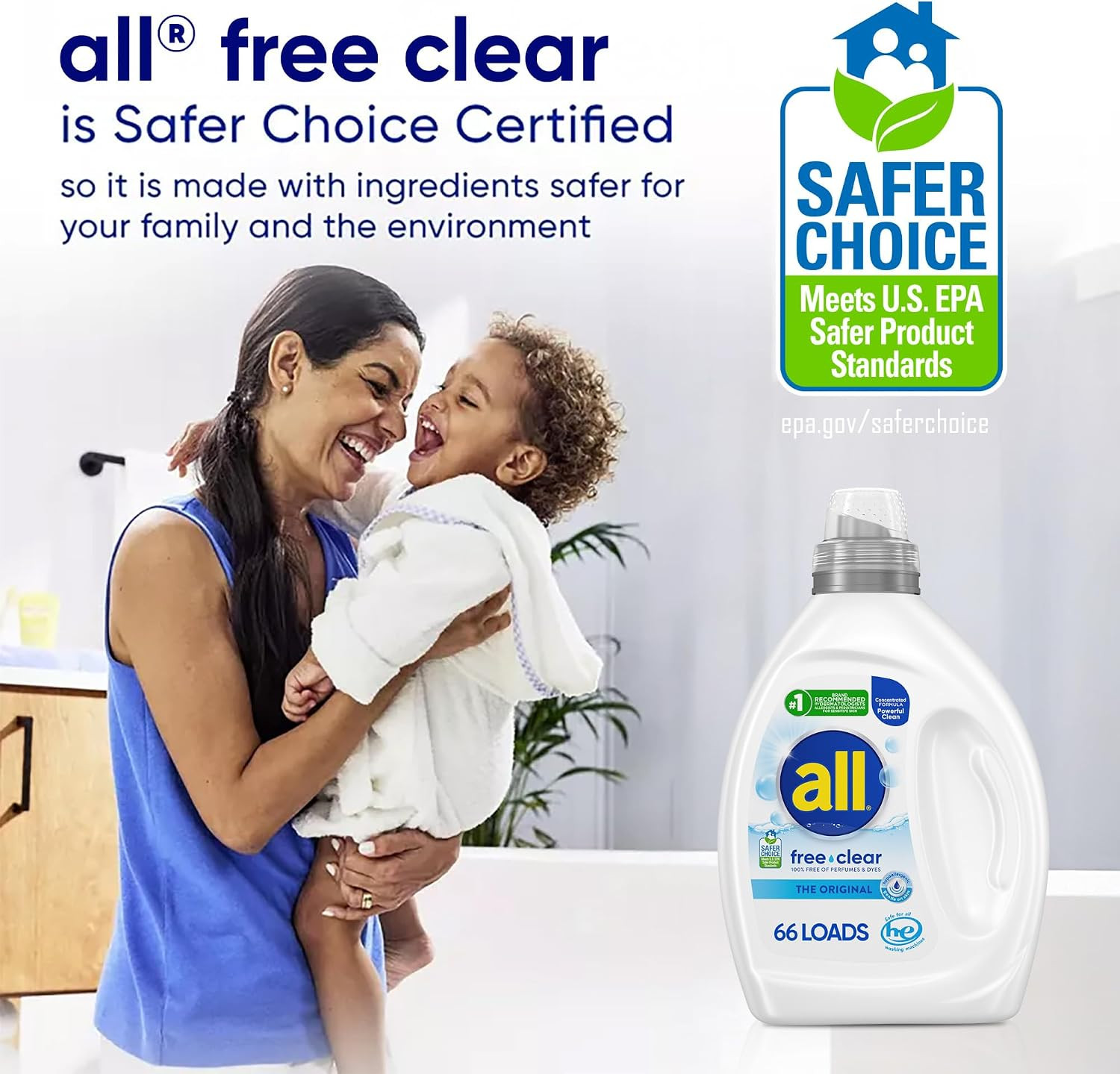 free clear The Original Laundry Detergent for Sensitive Skin, 50oz, 66 Loads, Un