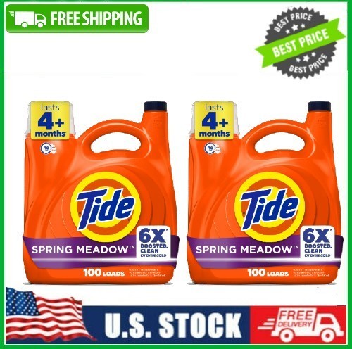 2 Pack Laundry Detergent w 6X Boosted Cleaning Power, Spring Meadow,125 fl oz Pk