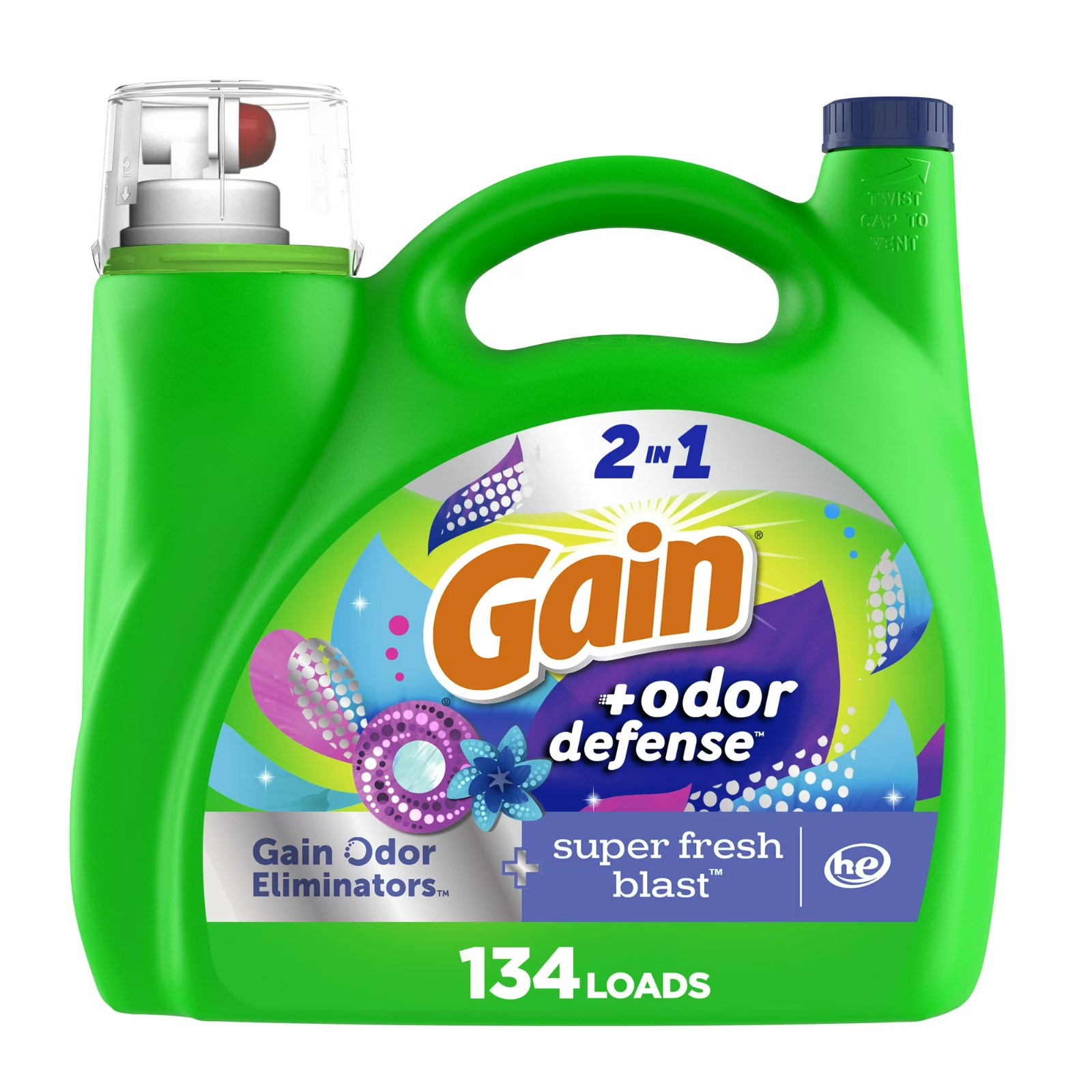 Gain Odor Defense Liquid Laundry Detergent Super Fresh Blast 194 fl oz 134 Loads