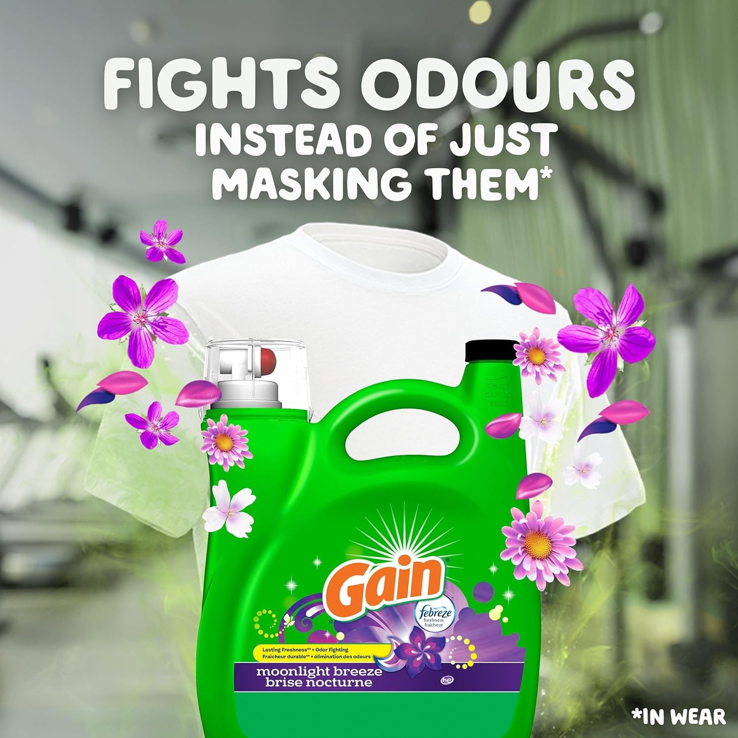 Gain + Aroma Boost Liquid Laundry Detergent, Moonlight Breeze Scent, 107 Loads,