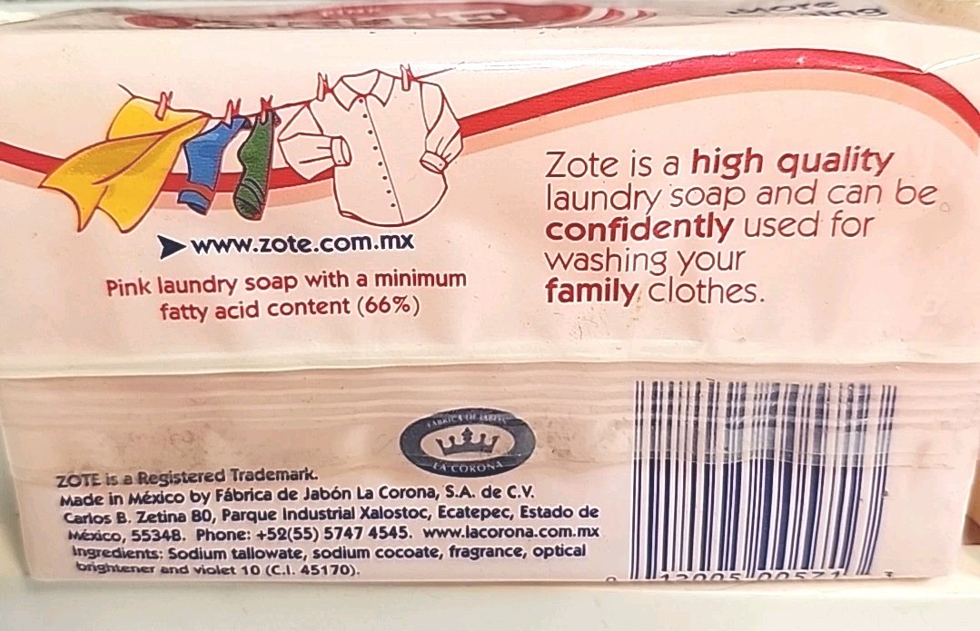Zote Pink Laundry Bar Soap lot of 2 (14.1 oz)400grams Safe for Delicate Clothes