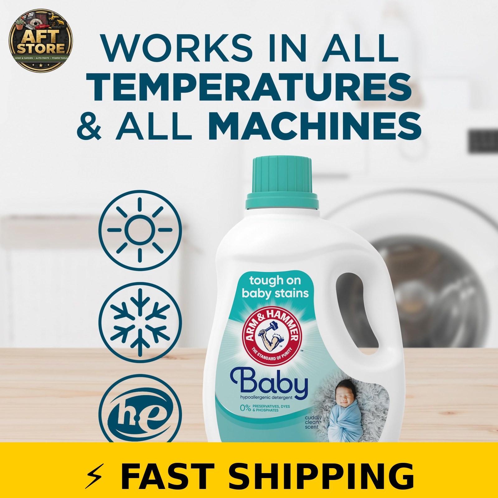 ARM & HAMMER Baby Hypoallergenic Liquid Laundry Detergent, 100.5 fl oz