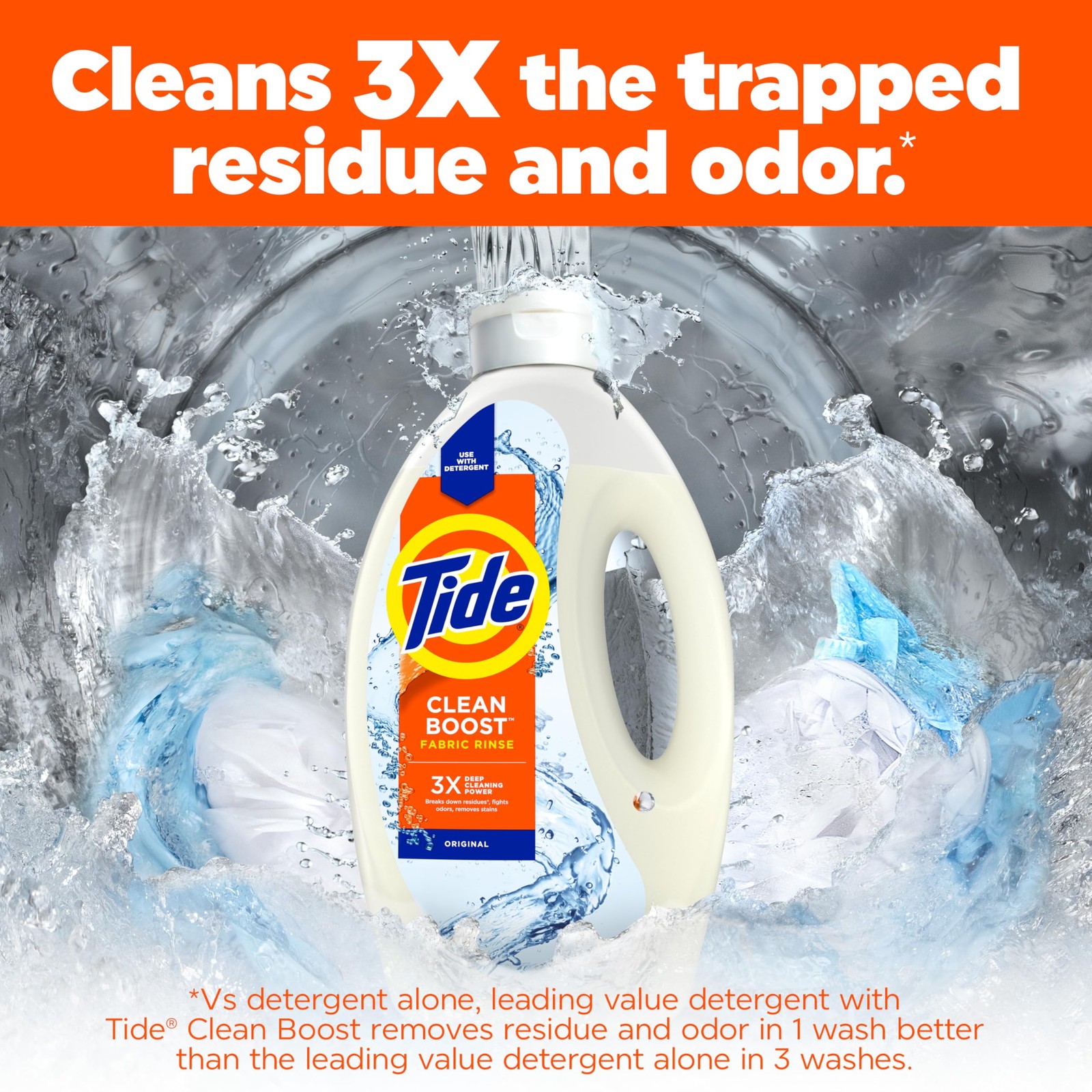Tide Clean Boost Fabric Rinse, 62 fl oz fl oz, Removes Odors and Residues, Sa…