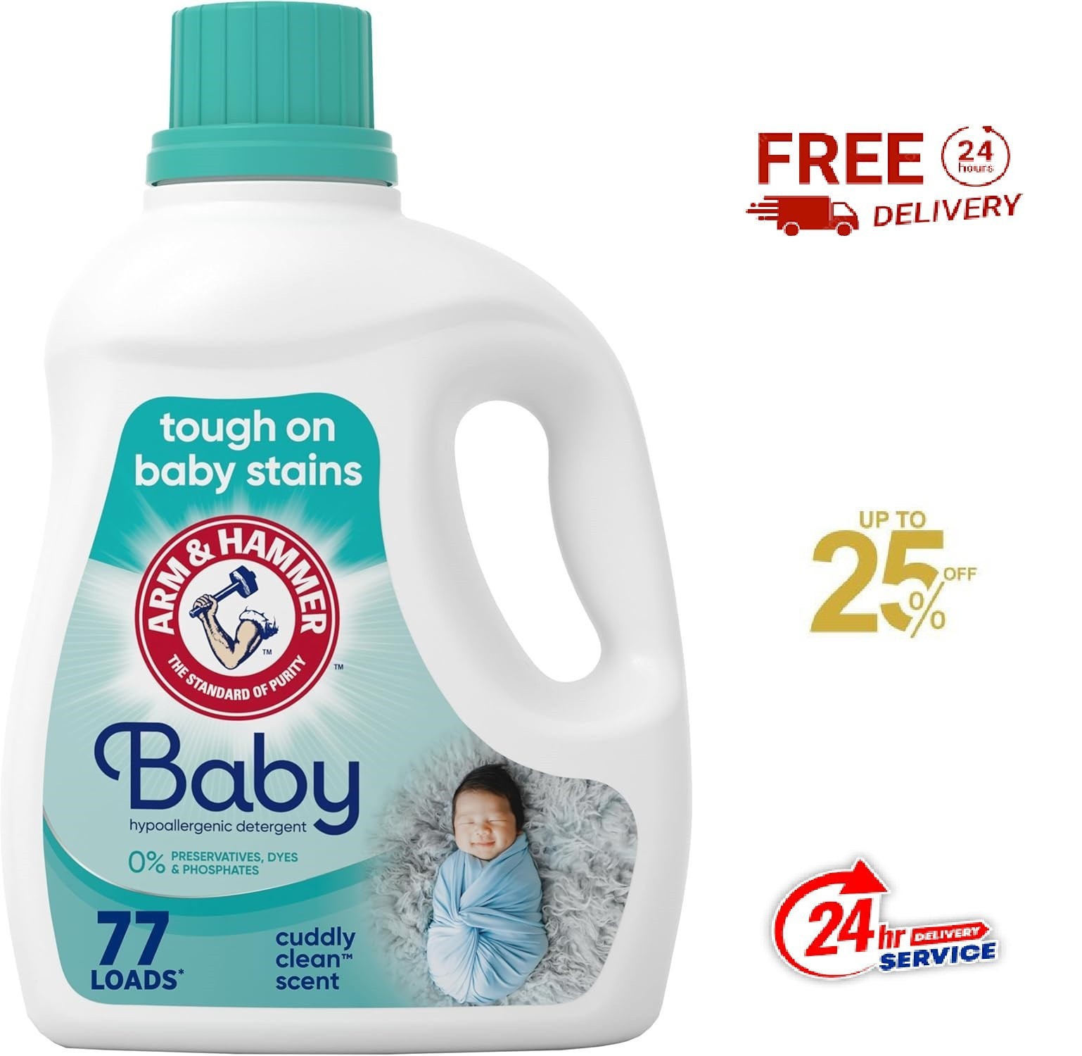 Arm & Hammer Baby, 77 Loads Liquid Laundry Detergent, 100.5 Fl oz