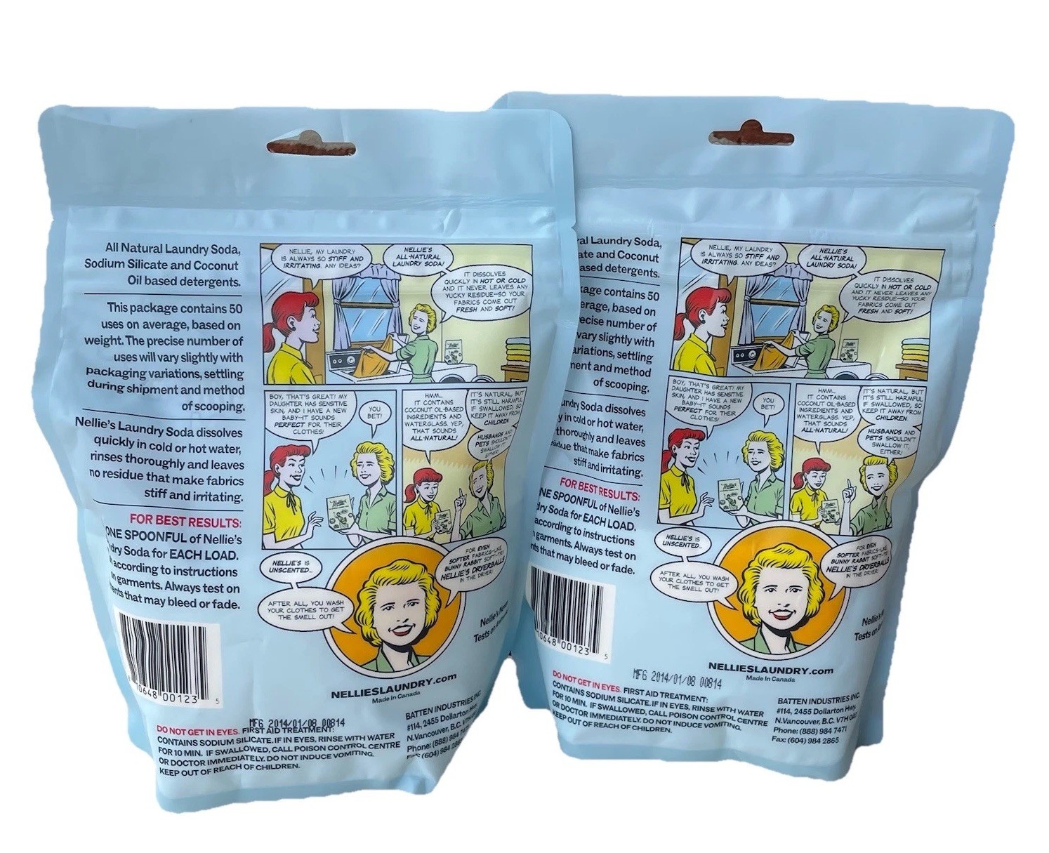 Nellie’s 2 pack All Natural, Laundry Soda, 50 Loads Each Pack, NEW & SEALED