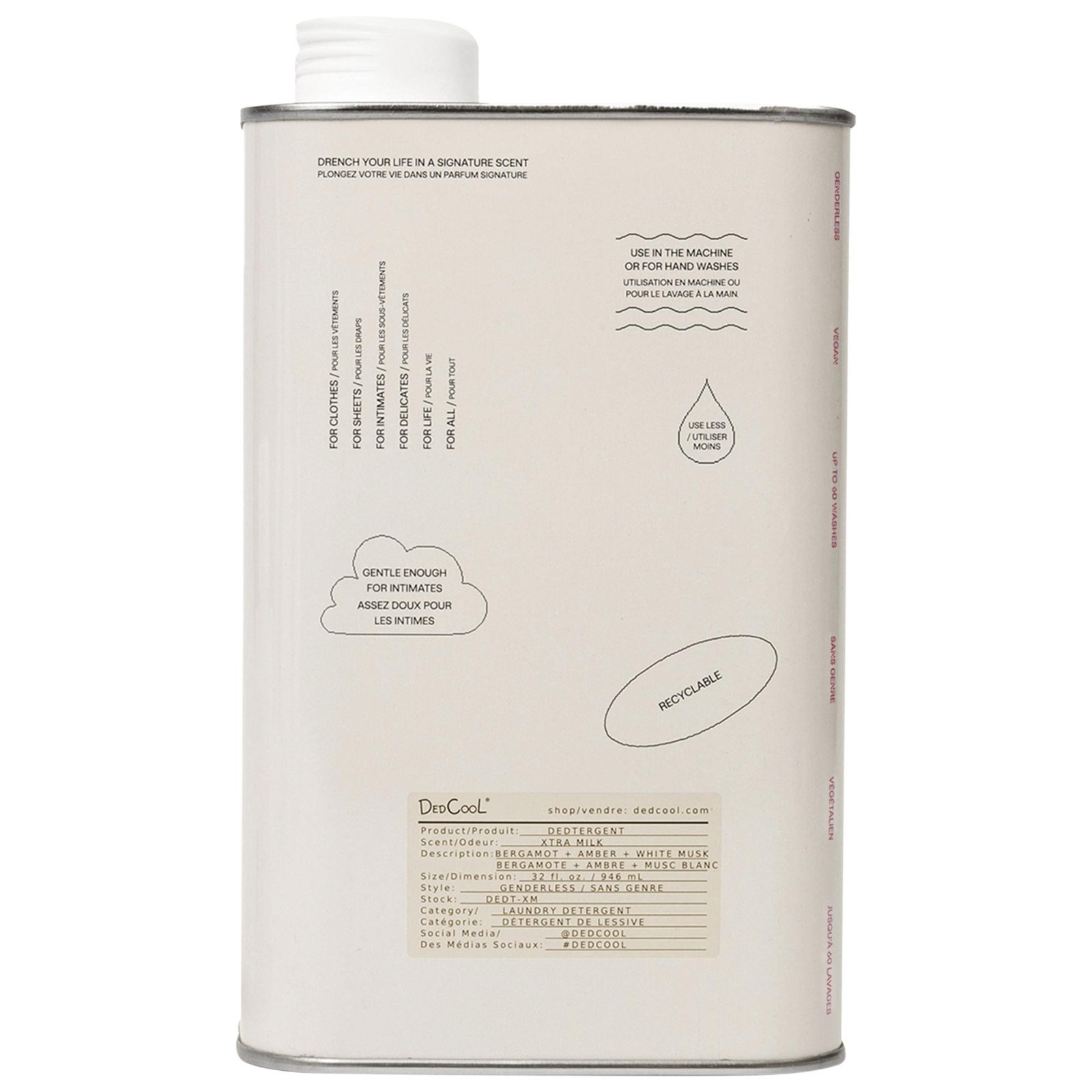 DedCool NIB 100% Authentic Dedtergent Xtra Milk 32 oz/ 947 ml