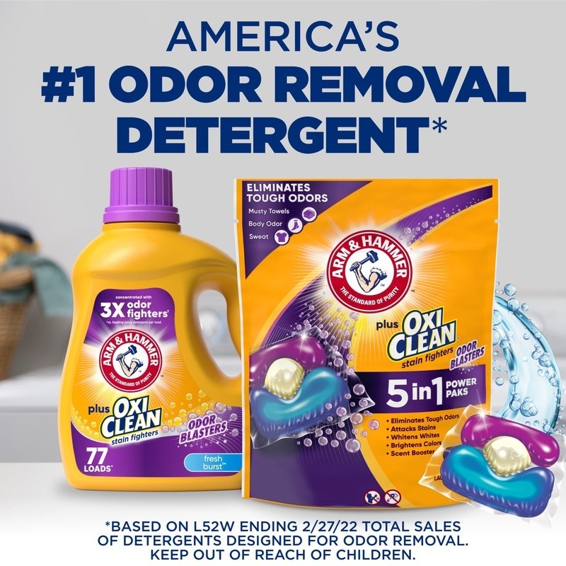 OxiClean Odor Blasters 5-in-1 Laundry Detergent Power Paks Fresh Burst, 42 Ct