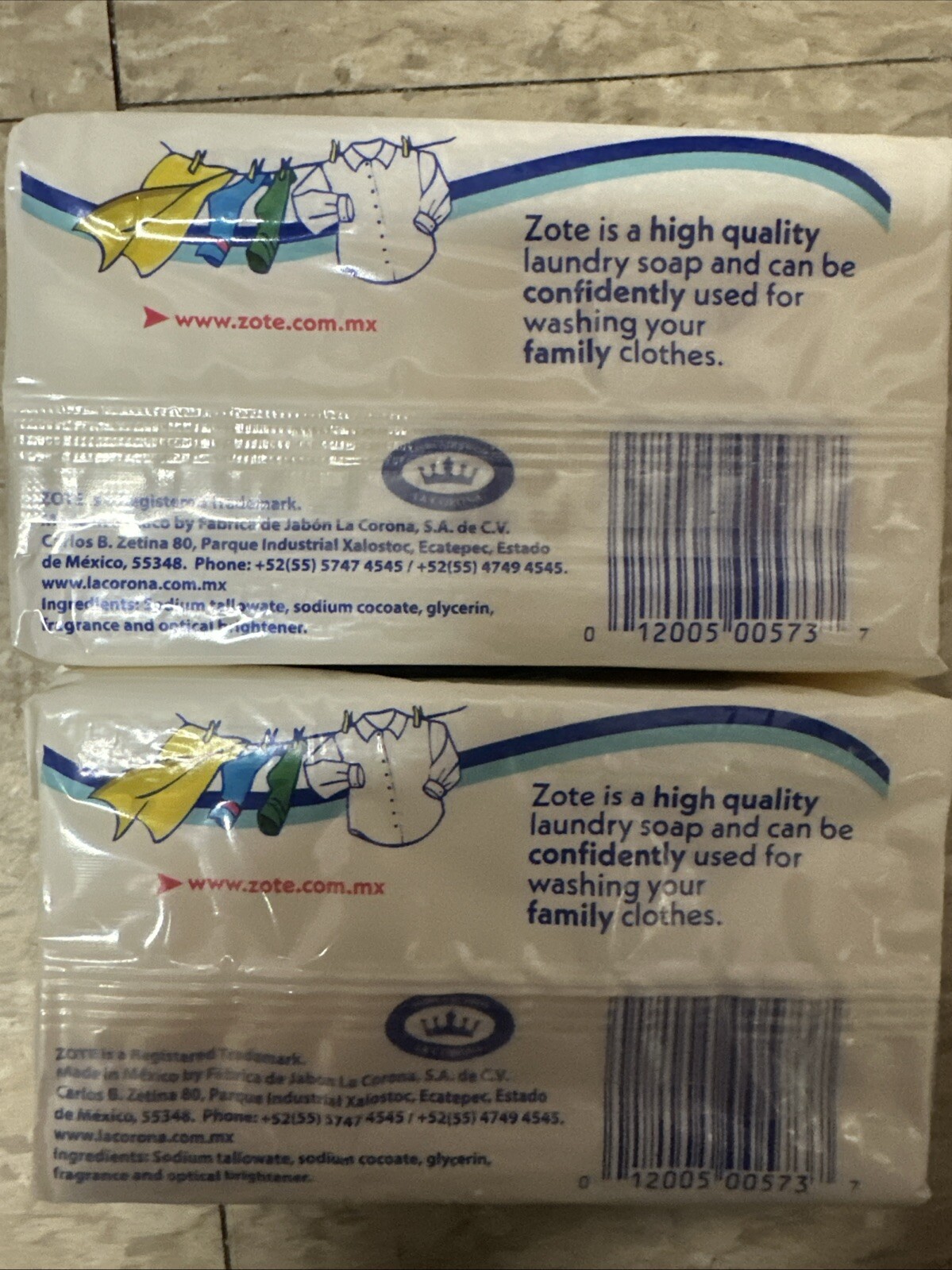 WHITE ZOTE SOAP 400 g/ 14.1 Oz 2-BARS For Laundry Soap Washing Clothes Detergent