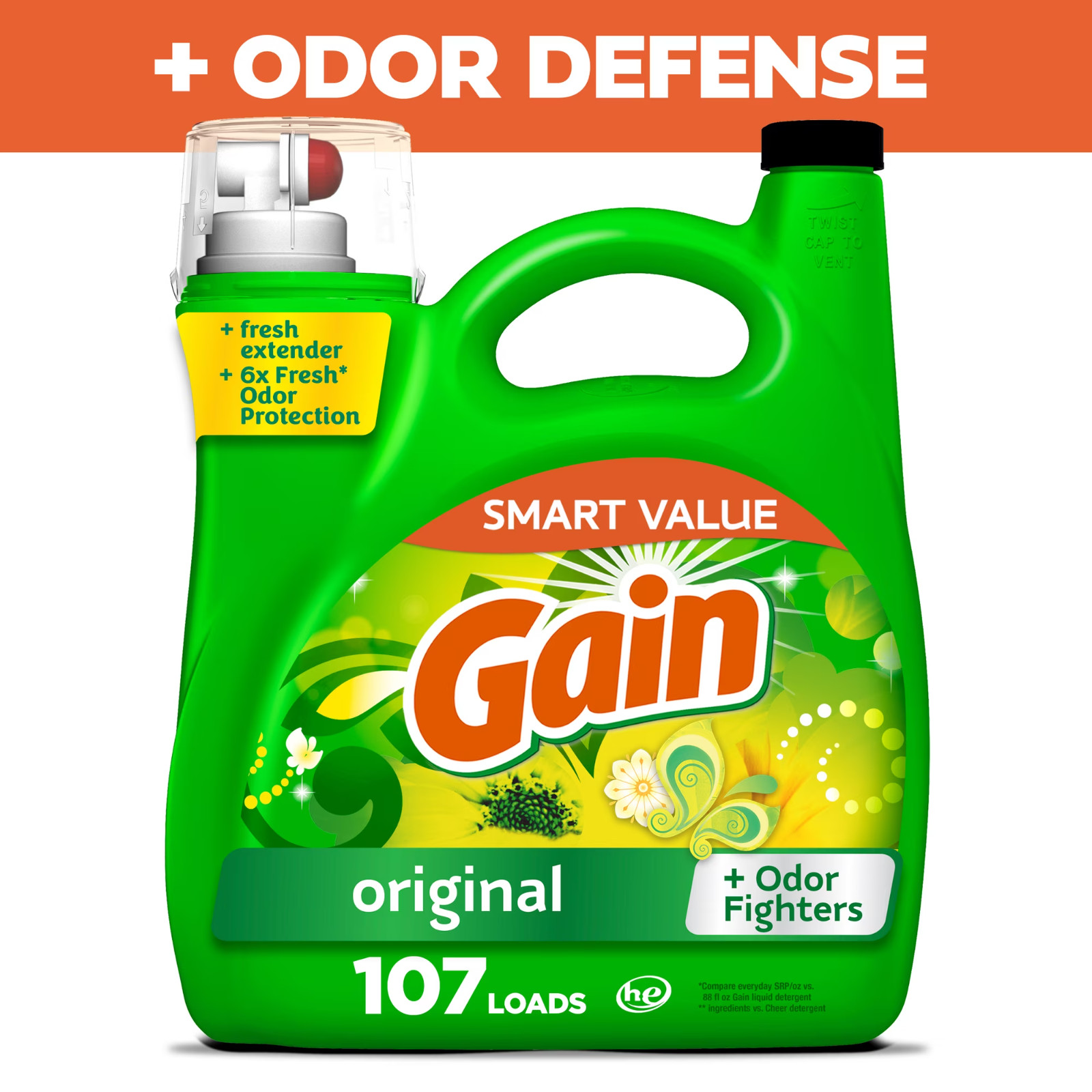 (2 Pack) Gain Liquid Laundry Detergent Original Scent 154 fl oz 107 Loads
