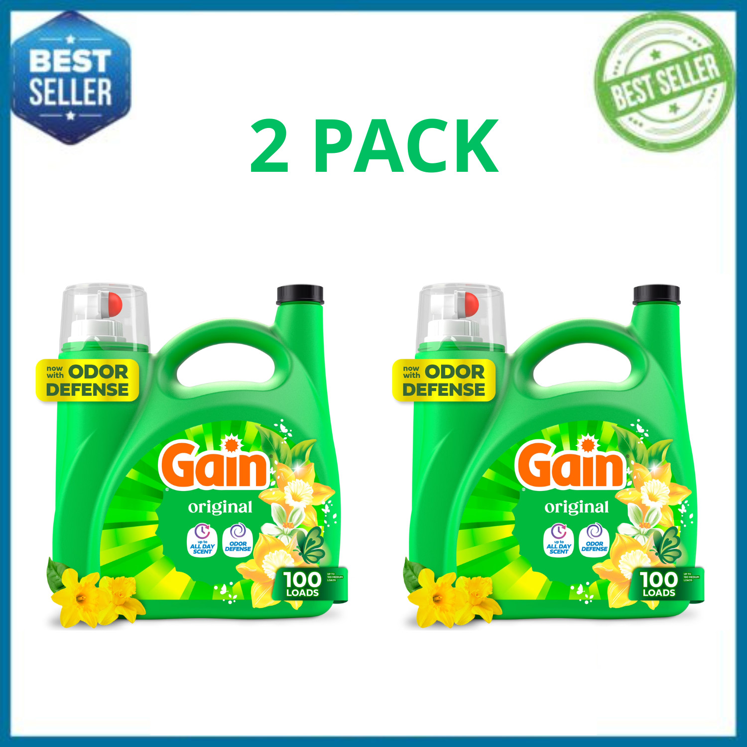 Gain Liquid Laundry Detergent Original 132oz 100 Loads HE, 2 Pack