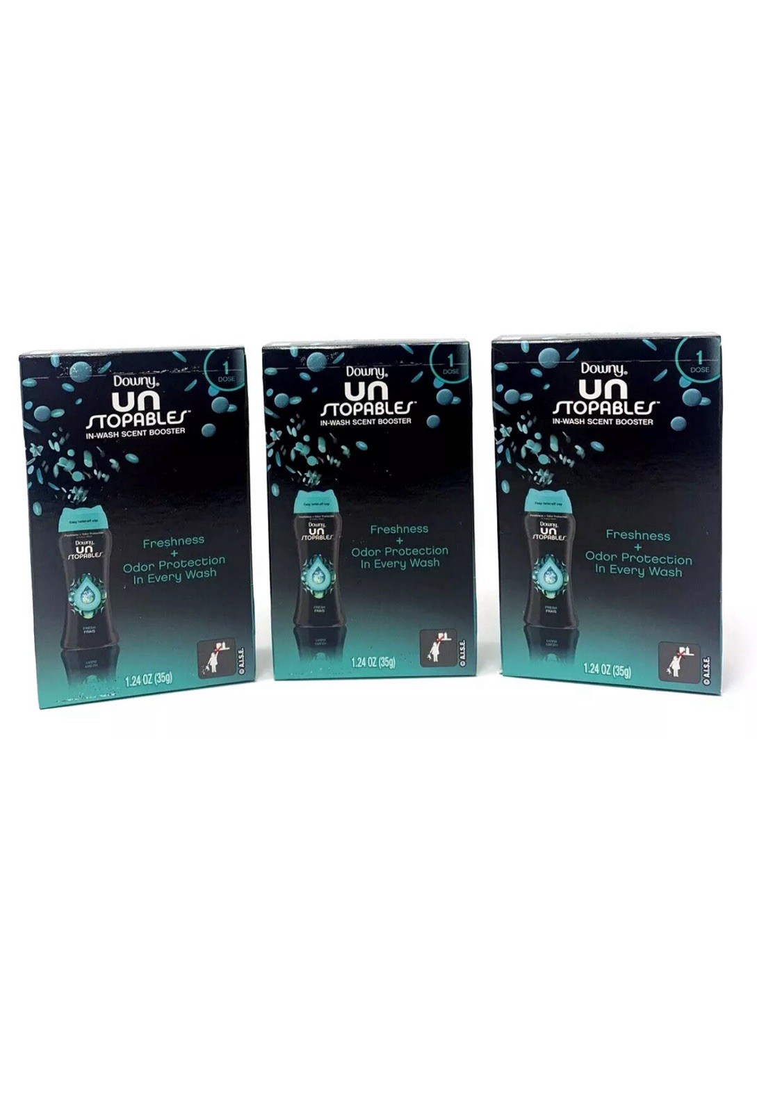 Downy Unstopables Fresh In-Wash Laundry Scent Booster Beads 3 Pack, 1.24oz each