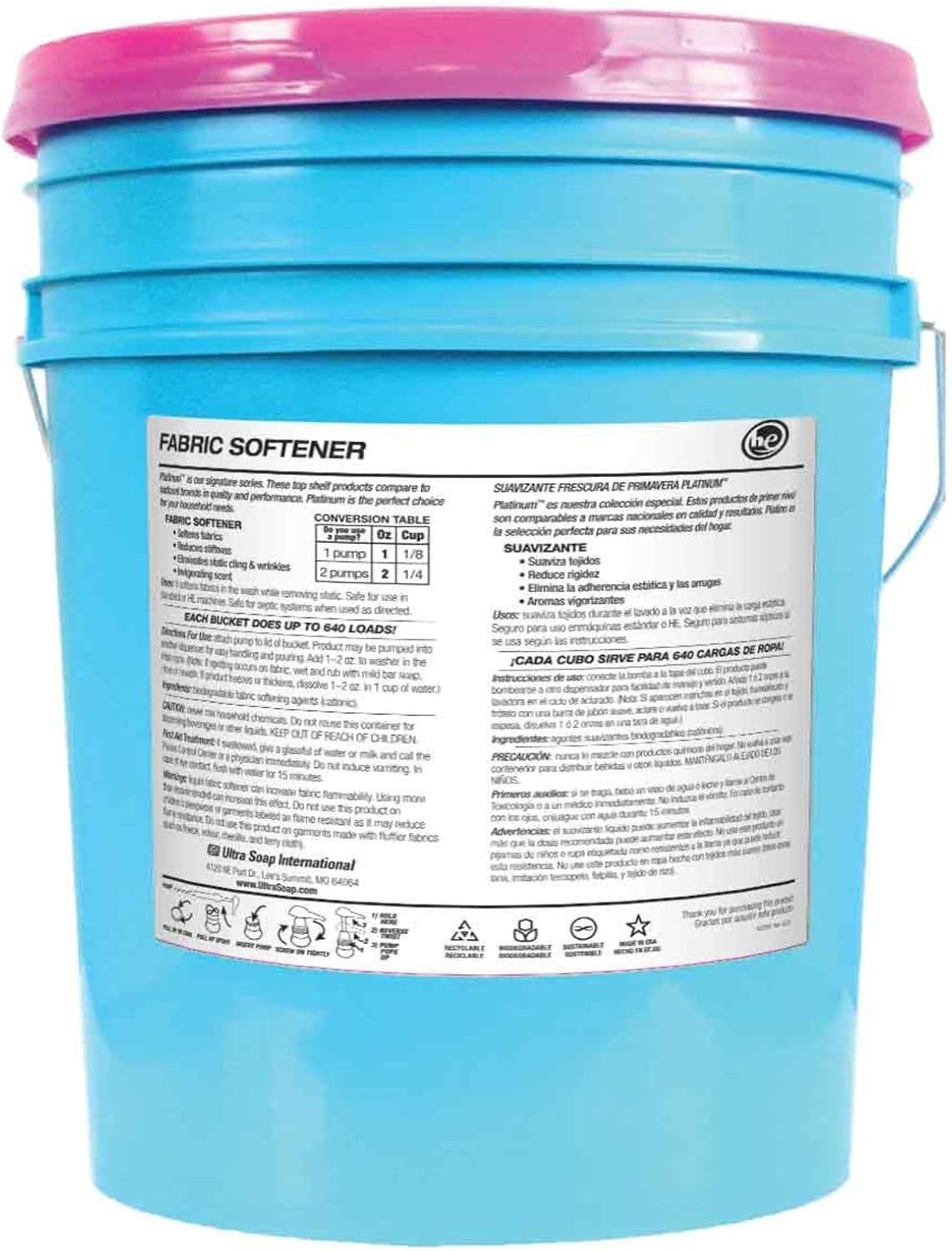 Platinum Fabric Softener Laundry up to 640 Loads Lavender 5 Gallons Fabric Odor