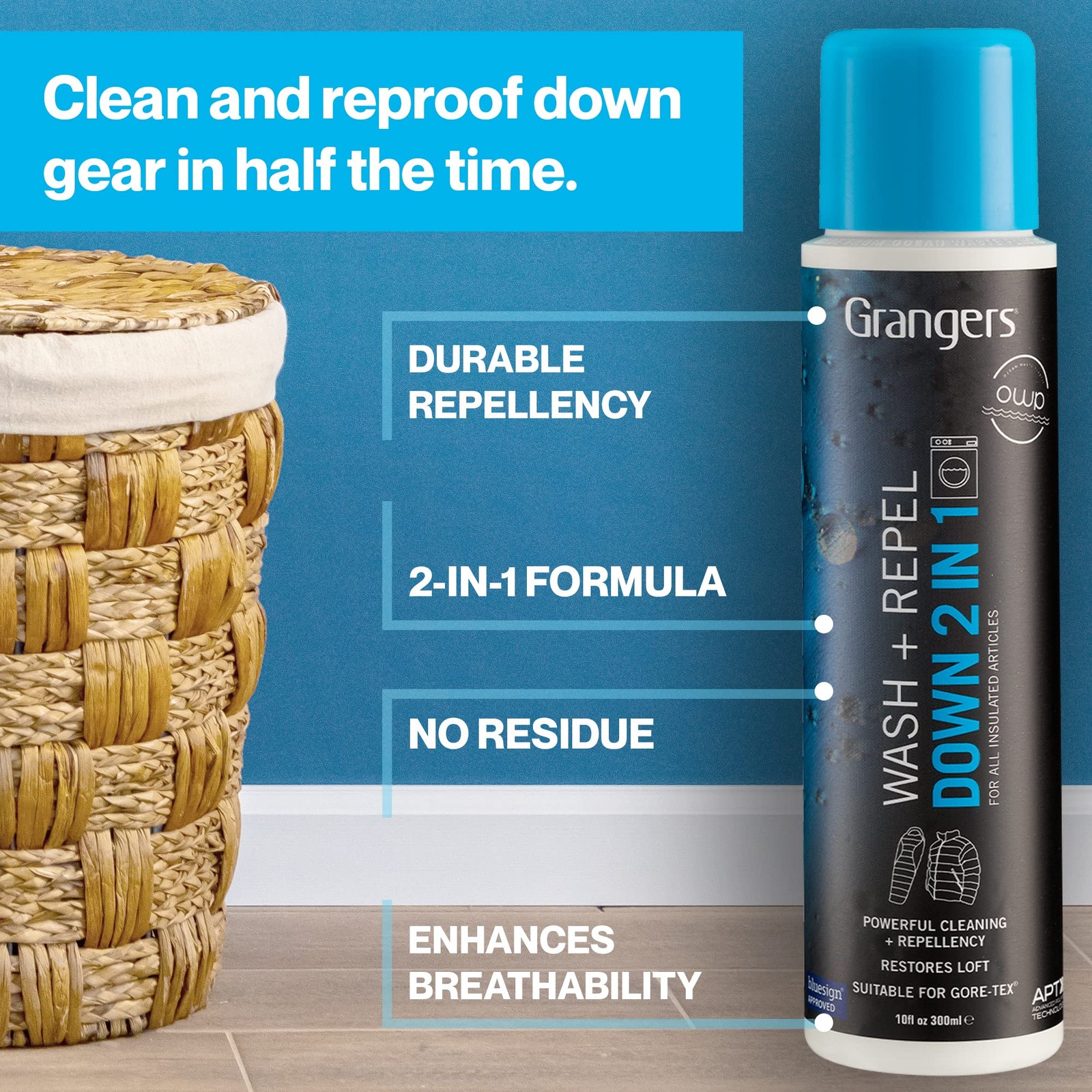 Grangers Down Care Kit Wash + Repel 2 In 1 (10 oz) 3 Dry Balls