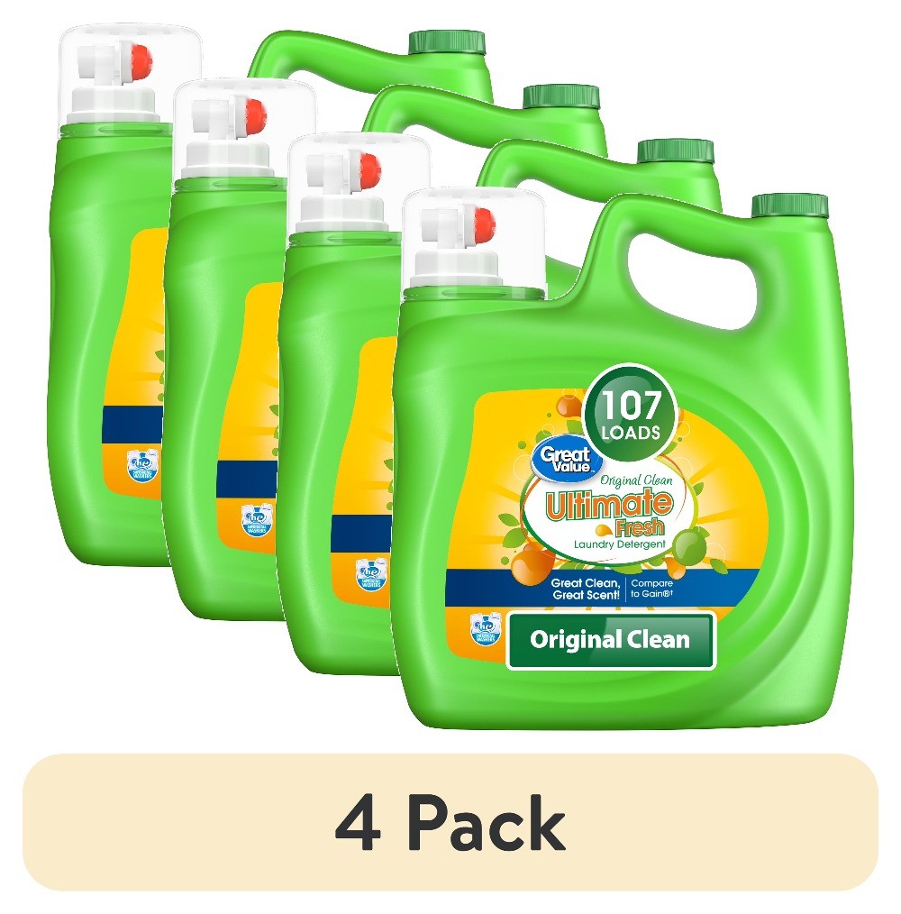(4 pack) Ultimate Fresh Laundry Detergent, Original Clean, 154 fl oz, 107 Loads