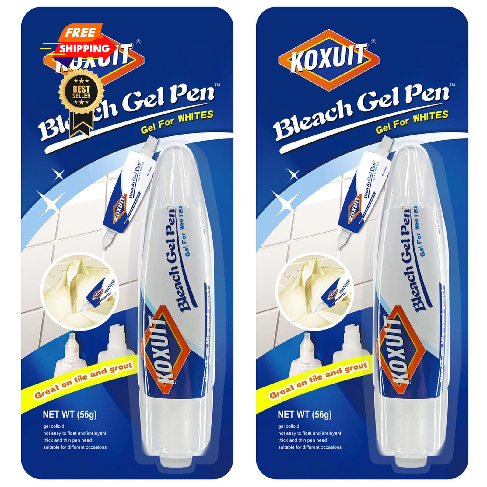 KOXUIT Portable Dual-Tip Bleach Pen for 0.95 Fl Oz (Pack of 2), Milky white