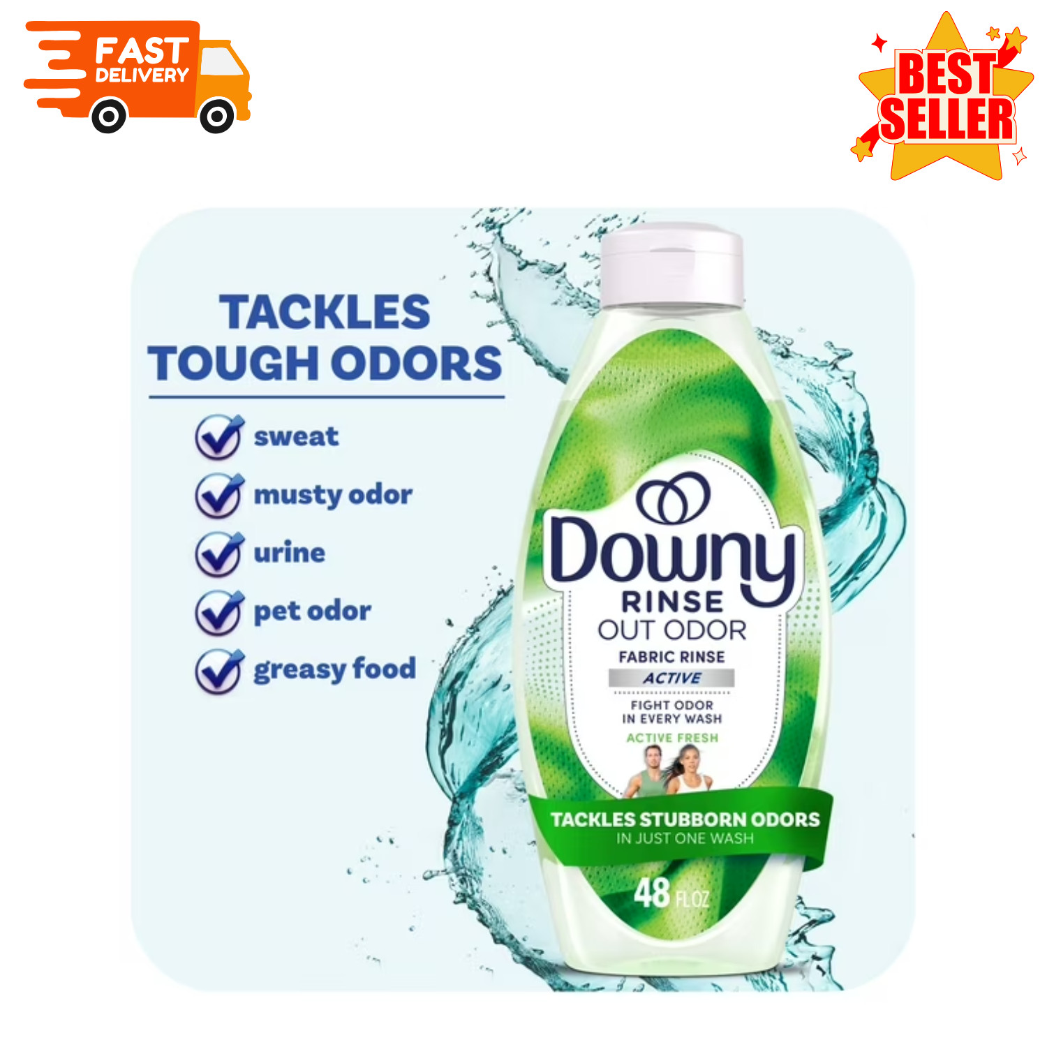 Downy Rinse Out Odor Laundry Rinse Active Fresh Scent Refreshes 48 Fl Oz