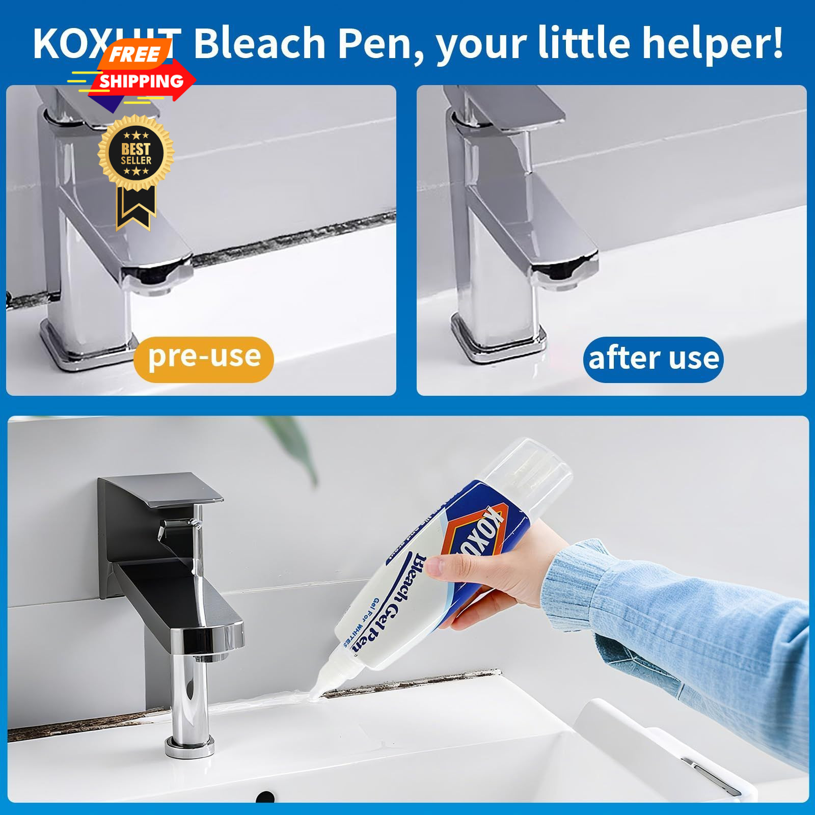KOXUIT Portable Dual-Tip Bleach Pen for 0.95 Fl Oz (Pack of 2), Milky white