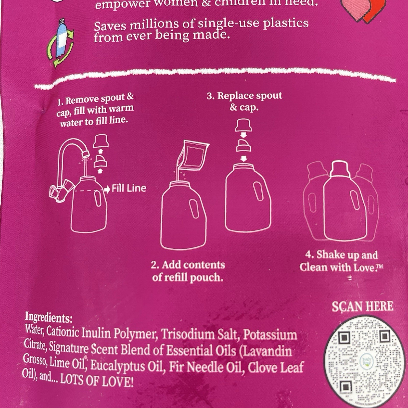 Truly Free Non-Toxic Softening Rinse Refill makes 50 Loads Two Packs Concentrate