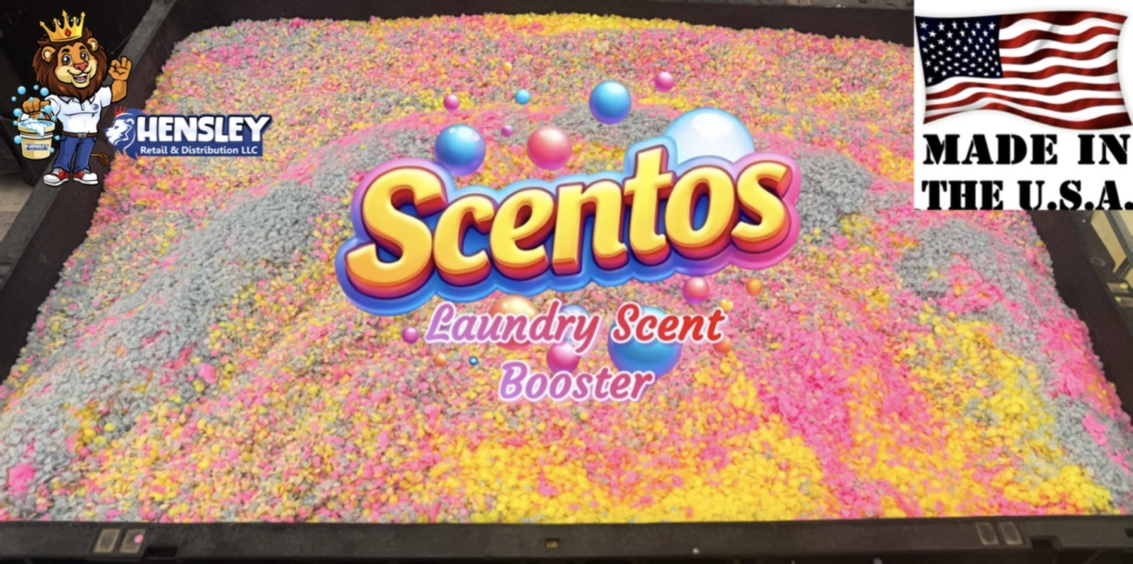 Made In USA – BULK 30 Lb. Rainbow Color Case of Laundry Scent Beads Scentos