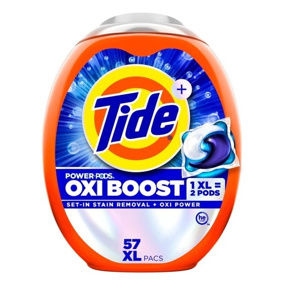 Tide Oxi Boost Power PODS Laundry Detergent Pacs, 57 Count, Set-In Stain Removal