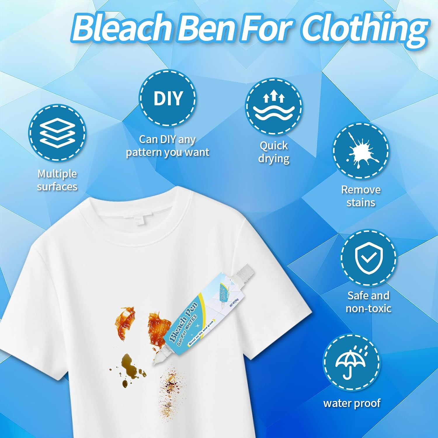 Bleach Pen for Clothing, Bleach Pen, Stain Remover Pen, Instant Travel Stain Cle