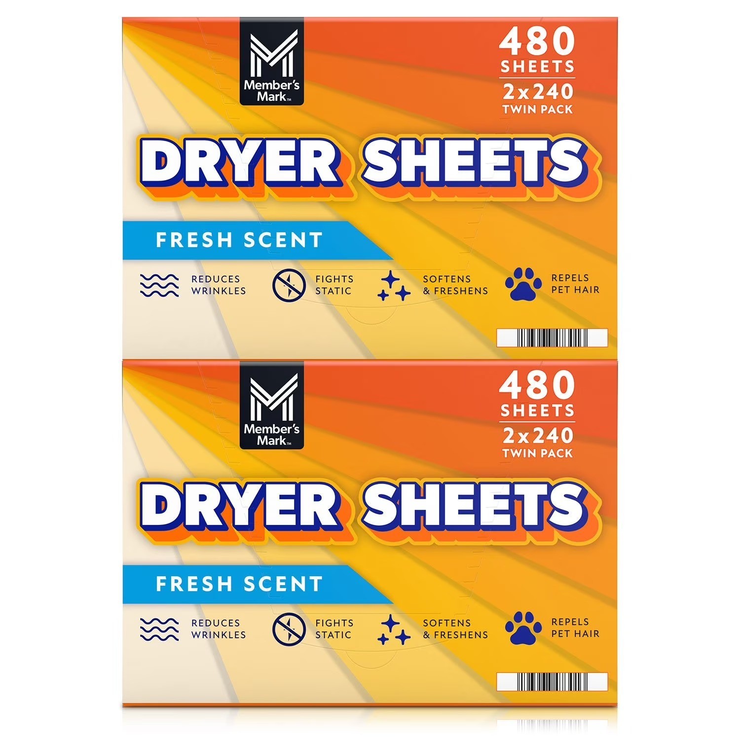 Member’s Mark Fabric Softener Dryer Sheets, Fresh Scent, 480 ct.